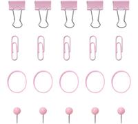 Pinces à Classeur Rose en Métal, Rentrée Scolaire, Bureau | Fournitures de Tri de Bureau, Réutilisables et Résistantes, Métal et Plastique, pour École et Bureau