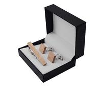 Pinces à cravate en métal et bois massif, style vintage, pour homme, ensemble de boutons de manchette