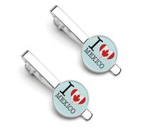 Pinces à cravate « J’aime le Canada et le Mexique » pour hommes, pinces à cravate originales pour mariage, anniversaire ou affaires.