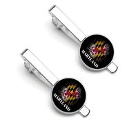 Pinces à cravate Maryland vieillies pour homme, argentées, rondes, lot de 2, pour mariage, anniversaire, affaires, remise de diplômes.