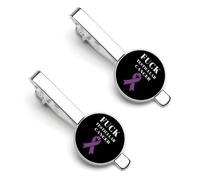 Pinces à cravate pour homme, symbole de sensibilisation au cancer des testicules, argentées, rondes, lot de 2, pour mariage, anniversaire, affaires, remise de diplômes.