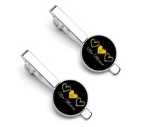 Pinces à cravate rondes argentées « New Mexico Love Mexican Flag » (lot de 2) pour homme, motif drapeau mexicain, avec 3 cœurs. Idéales pour un mariage, un anniversaire, une remise de diplôme ou toute