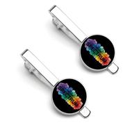 Pinces à cravate Slut On The Spectrum pour hommes, argentées, rondes, lot de 2, pour mariage, anniversaire, affaires, remise de diplômes.