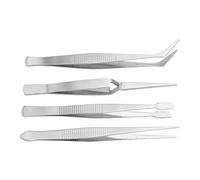Pinces à Épiler Longues en Acier Inoxydable, 4 Pièces, Pointe Flexible et Large, Forme Coudée - Précision Optimale, Résistantes à la Corrosion, Accessoires pour Machines à Coudre