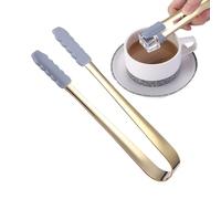 Pinces à glace en acier inoxydable - Pinces à glace pour congélateur avec manchons en silicone, pinces de service alimentaire, pinces à salade pour cuisine, fête, bar à bonbons, mariage, buffet, fruit