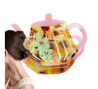 Pinces À Griffes Théière Design forme théière mignonne attrape-cheveux | Pinces Mâchoires Antidérapantes Pour Femmes Filles Longues Mèches Mini Pinces Amatrice Thé Kawaii