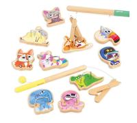 Pinces à la Ligne Applepop - Jeu d'Adresse pour Enfants - 2 Pinces + 10 Animaux + 1 Sac - Jouet en Bois FSC - Dès 3 ans