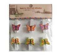 Pinces à linge décoratives en forme d'animaux, papillons 6pcs