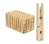 Pinces à Linge en Bois, Lot de 200, épingle à lessive, Bricolage, pincettes pour séchage, Ressort en métal