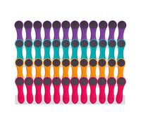 Pinces à linge - pince en matière douce et adhérente avec ressorts en acier inoxydable - violet/turquoise/jaune/rose/gris - 48 pinces