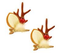 Pinces à rennes, pinces à cheveux de Noël,Mignonnes 2x épingles à cheveux en bois de Noël - Accessoires de de vacances de dessin animé, couvre-chef pour femmes pour adultes