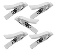 Pinces à Ressort Clips Métal 5 Pièces 6 Pouces, Robustes | Mécanisme à Ressort Puissant, Finition Métal Lisse, Blanc Pvc, pour Toiles et Nappes en Atelier Créatif