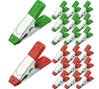 Pinces à ressort en métal, support de prise en main robuste avec revêtement en caoutchouc, pinces à bois pour bâche, camping, menuiserie, modélisme - 20 pièces/5,1 cm (vert et rouge)