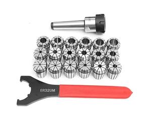 Pinces à ressort MT2 MT3 MT4 ER25 M10 M12 M16 ER25, 9 pièces R25, 1 pièce, mandrin de serrage, support Morse for outil de tour de fraisage CNC(MTB2-ER25 (9PCS))