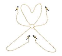 Pinces à Seins avec Chaîne, 2 Pinces à Seins + 2 Pince Clitoridienne, Stimulation du Mamelon et du Clitoris Ensemble de Bondage, Stimulation Sensuelle et Plaisir Intense, pour Femmes et Hommes