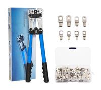 Pinces à Sertir + 60 Cosses Kit- AWG 10-0, 6 10 16 25 35 50 mm² TEENO, Pince a Sertir Cosse Electrique Pour Électricien