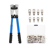 Pinces à Sertir + 60 Cosses Professionnel kit- AWG 10-0, 6/10/16/25/35/50 mm² TEENO, Pince Coupe-Câble Multifonctionnel avec Poingnée, Electriques Connecteurs