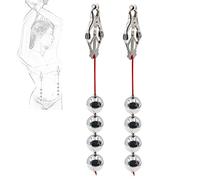 Pinces à tétons Pinces à tétons avec 4 billes en acier Pinces à seins lourdes SM Stimulation de tétons érotique Jouets sexuels fétichistes réglables pour femmes hommes 1 paire(Size:Ø30mm)