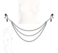 Pinces à tétons sensuelles en chaîne argentée, tension réglable avec chaînes métalliques à embouts en silicone, outils d'entraînement BDSM pour femmes