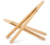 Pinces à toast classiques réutilisables en bambou - Pince de cuisson en bois, idéale pour grille-pain, fruits, pain et cornichons, ustensile de cuisine pour fromage | Lot de 2