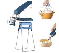 Pinces anti-brûlure en acier inoxydable, pince pour bol chaud, support de serrage pour déplacer les assiettes chaudes ou les bols du four à micro-ondes instantané (bleu)