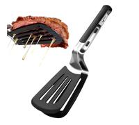 Pinces avec spatule pour utilisation en cuisine - Ustensiles de cuisine pour grille anti-brûlure - Pinces polyvalentes pour tourner les aliments - Pour steak viande crevettes agneau pain pizza bacon