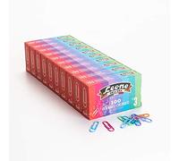 Pinces colorées plastifiées Leone Dell'Era - Queue de 10 boîtes en carton de 100 pièces, N°3 mm 1,35 x 28