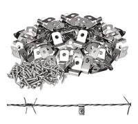 Pinces de clôture - Pinces de fixation en acier inoxydable - Vis de fixation - Fixation sécurisée de calibre 12 à 16 - Ferrures de protection pour poteaux en bois et métal dans le jardin et