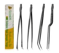 Pinces de Cuisine à Barbecue Inox (4x30cm.5) : GEEKHOM Longues et Fines - Pour Cuisson, Grillade, Barbecue, Pâtisserie, Plancha - Ensemble Professionnel Anti-Brûlure pour Chef, Buffet et Maison