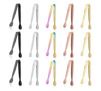 Pinces de Cuisine en Acier Inoxydable Lot de 15 mini pinces à sucre en acier inoxydable 4,3 pouces, service, lavables au lave-vaisselle, apéritif multifonctions