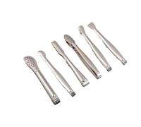 Pinces de Cuisine en Acier Inoxydable Lot de 6 pinces à aliments en acier inoxydable for griller la viande, mini-cube sucre, glaçons, service for buffet, accessoires cuisine(6pcs-Bright)
