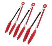 Pinces de cuisine | Lot de 3 ustensiles en acier inoxydable avec embouts en silicone antiadhésif | Outils polyvalents pour cuisiner, barbecue, camping, salade, service et grillades