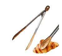 Pinces de cuisine - Pinces en bois d'olivier | Pinces de barbecue | Pinces de cuisine | Pinces à pain | Pinces de cuisine en acier inoxydable | Pinces de cuisine et pinces à salade pour servir des