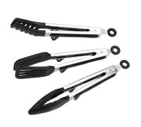 Pinces de cuisson - Cadre en acier inoxydable, 3 clips de cuisine résistants à la chaleur, bords festonnés à haute température, poignée à ressort robuste et sécurisée | Pinces à salade pour terrasse e