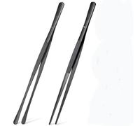 Pinces de Cuisson Inox,2 Pcs Pincettes de Cuisine en Acier Inoxydable 30cm Pince Pincette de Cuisine Professionnelle pour La Cuisine,Les Réparations,Les Fruits de Mer et Le Barbecue(Noire)