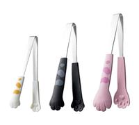 Pinces de patte de chat, 3 pcs en acier inoxydable à la chaleur et pp forme pattes patte, accessoires cuisine mignons à 3 taille pour cuisiner du toast, des bagels barbecue et plus encore.