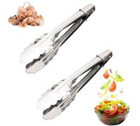 Pinces de service, 2 pièces pinces à salade en acier inoxydable pour la cuisine à domicile gâteau pain restauration fête Barbecue fruits de mer friture (quand)
