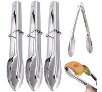 Pinces de service, pinces en acier inoxydable de 3 pcs avec une bague verrouillage coulissante, cuisiner avec une poignée anti-échec pour le buffet, la salade, le pain, la viande barbecue, les