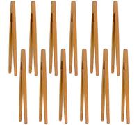 Pinces en Bambou,12 Pcs Pinces de cuisine en bambou Pince grille-pain Pince à toasts Pinces à pain de bois,Pour Barbecue,Buffet,Pain,Steak