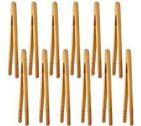 Pinces en Bambou, 12 Pcs Pinces de cuisine en bambou - Pince grille pain, Pince à toasts pour Barbecue, Steak et Cornichons