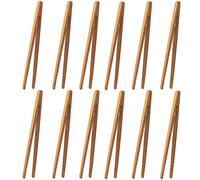 Pinces en Bambou，12 Pcs Pinces de cuisine en bambou Pinces à pain de bois Pince à toasts，pour Cuisson,Pain,Thé aux Fruits et Cornichons,réutilisables