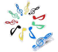 Pinces en Forme de Notes de Musique en Plastique Clip de Note de Musique Décoratif Pince à Partition de Clé de Sol et Huitième Note pour Livres Papiers 10 Pièces (2 Styles 5 Couleurs)