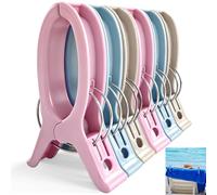 Pinces Grandes pour Serviette de Plage, Heavy Duty Durable Grosse Pince a Linge, Antidérapantes Grandes Pince Serviette Plage de Brise-Vent pour Vêtements Lourds, Serviettes de Bain (6)
