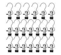 Pinces Multifonctions en Acier Inoxydable pour Vêtements Et Chapeaux, Clips Et Crochets Non Marquants pour Pantalons Ét Organisation Quotidienne, 12x2,3cm, Lot de 20, Compact Èt Durable