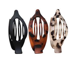 Pinces plates pour cheveux en forme de griffe - 3 pièces en platine antidérapantes pour cheveux bouclés Extension queue de cheval - Presasaldi style français pour queue de cheval bouclés