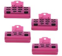 Pinces pour Bigoudis Chauffants 4 Pièces, Plastique, Taille Mixte | Changement de Couleur, Résistance Thermique, Prise Confortable, Lot Rose pour Coiffage Personnel