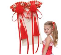 Pinces pour le Nouvel An chinois : accessoires rouges de 4,5 cm, cheveux festifs avec motif porte-bonheur, pinces à cheveux pour fête de fête