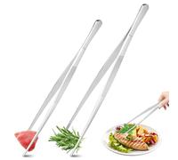 Pincette de Cuisine Acier Inoxydable,2 Pièces Pince Inox Cuisine,Pince de Cuisine,Longue Pince Cuisine pour Cuisiner Griller et Cuire,Pincette Culinaire de precision pour Viande Barbecue Décoration