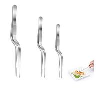 Pincette de Cuisine,Lot de 3 Brucelles courbées en acier inoxydable, Utilisé dans la cuisine de cuisine, fait main, soin des plantes, médical (3 tailles)
