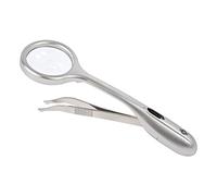 Pincette loupe avec éclairage LED, TRIZETTE, grossissement 4x, piles incluses